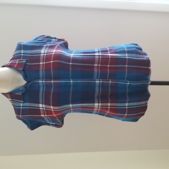 ICONE Muscle sleeve button down Plaid top - Picture 1 of 4